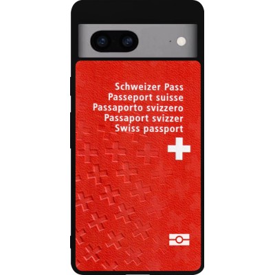 Coque Google Pixel 7a - Silicone rigide noir Swiss Passport