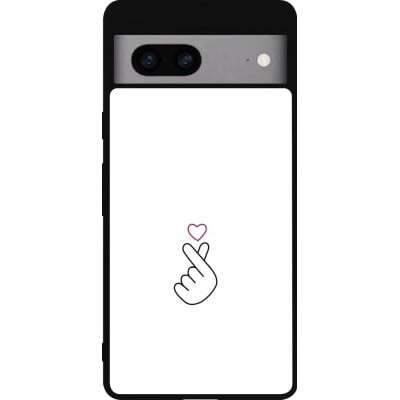 Coque Google Pixel 7a - Silicone rigide noir Valentine 2024 heart by Millennials