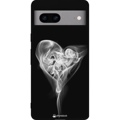 Coque Google Pixel 7a - Silicone rigide noir Valentine 2022 Black Smoke