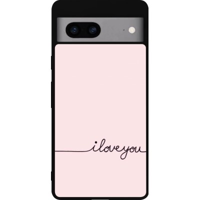 Coque Google Pixel 7a - Silicone rigide noir Valentine 2023 i love you writing