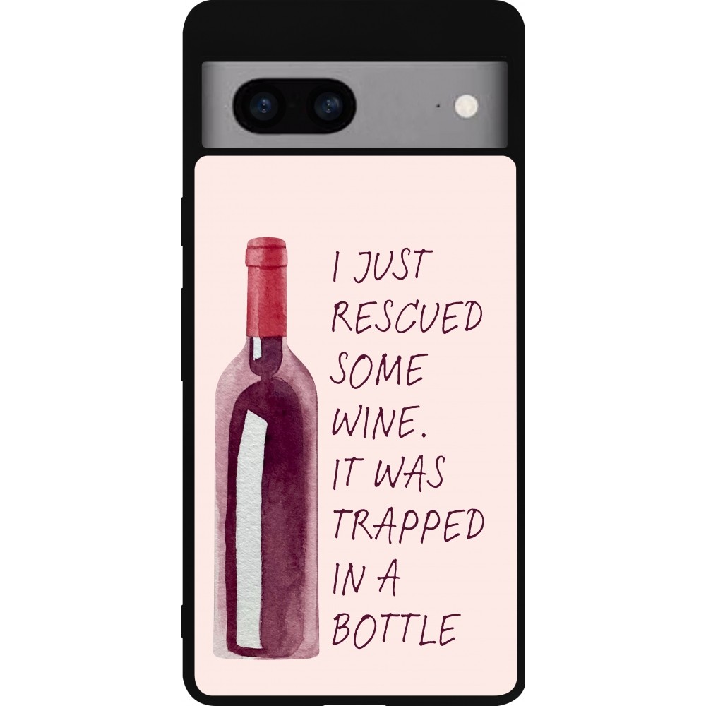 Coque Google Pixel 7a - Silicone rigide noir I just rescued some wine