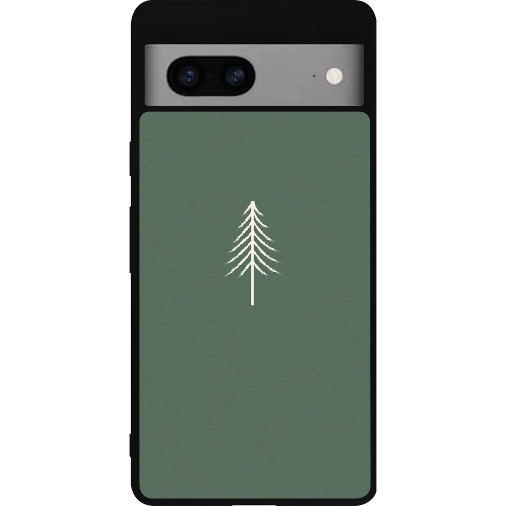 Coque Google Pixel 7a - Silicone rigide noir Christmas 22 minimalist tree