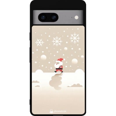 Coque Google Pixel 7a - Silicone rigide noir Noël 2023 Minimalist Santa