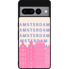 Coque Google Pixel 7 Pro - Silicone rigide noir Amsterdam Pink Print