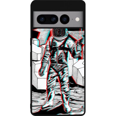 Coque Google Pixel 7 Pro - Silicone rigide noir Anaglyph Astronaut