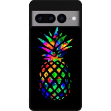 Coque Google Pixel 7 Pro - Silicone rigide noir Ananas Multi-colors