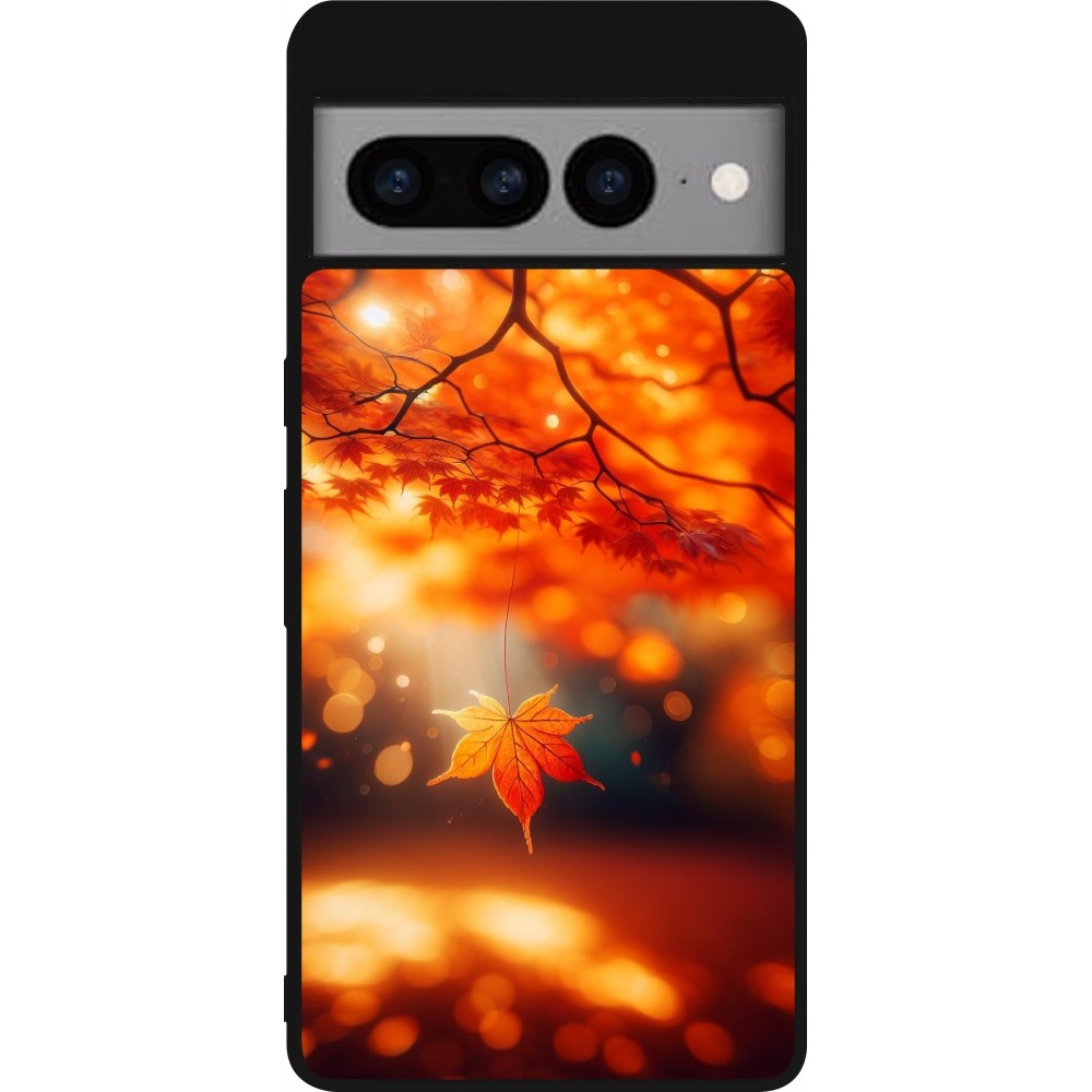 Coque Google Pixel 7 Pro - Silicone rigide noir Automne Magique Orange