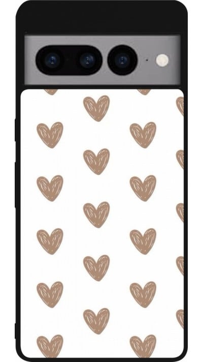 Coque Google Pixel 7 Pro - Silicone rigide noir Autumn 2024 brown hearts