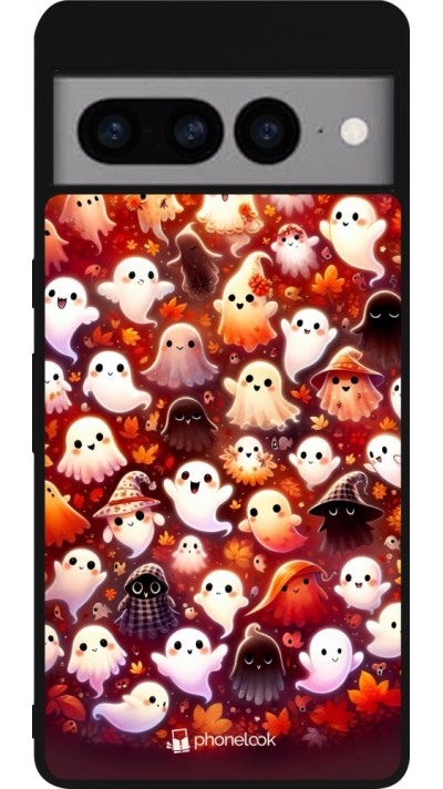 Coque Google Pixel 7 Pro - Silicone rigide noir Fantômes automne mignons