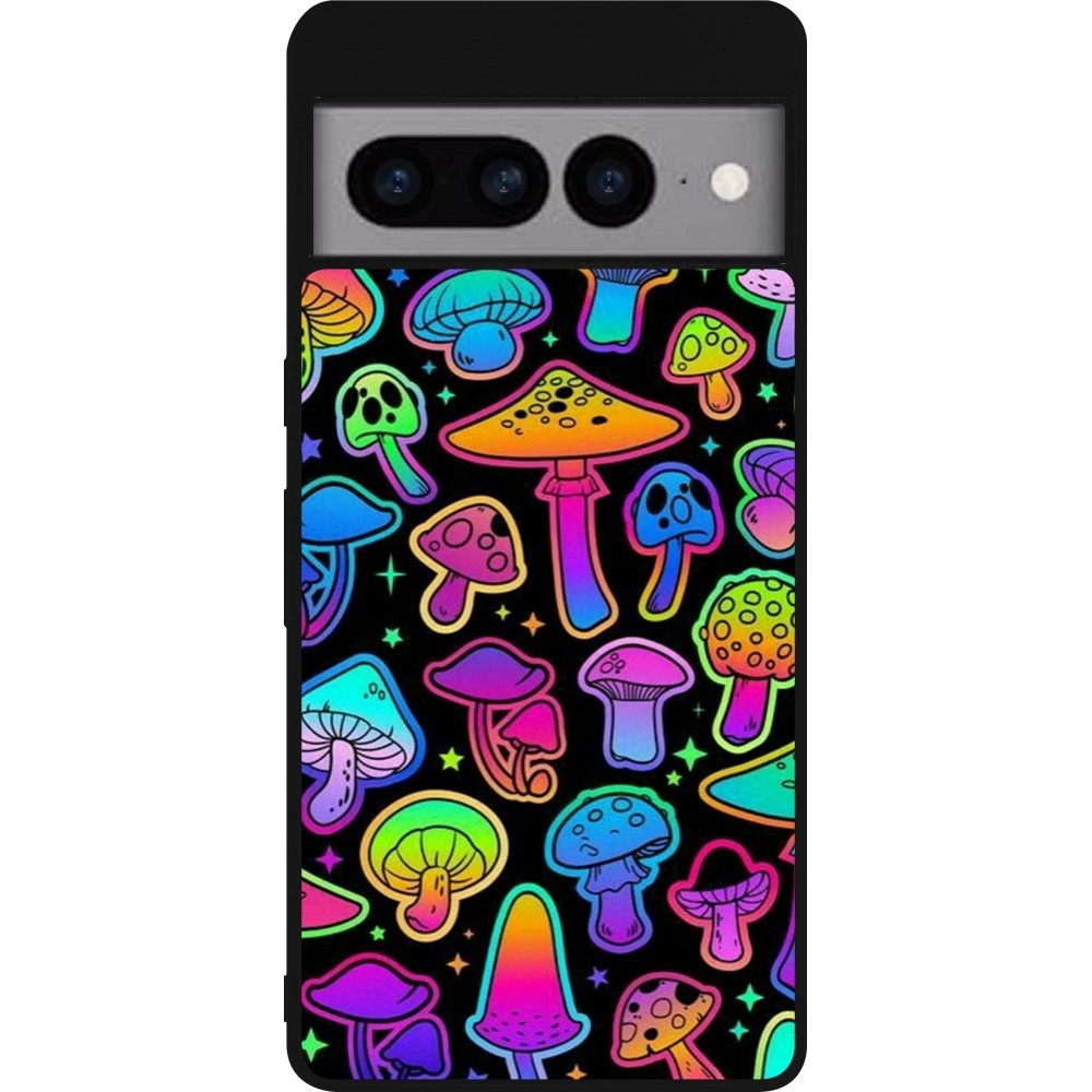 Coque Google Pixel 7 Pro - Silicone rigide noir Autumn 2024 magic mushrooms