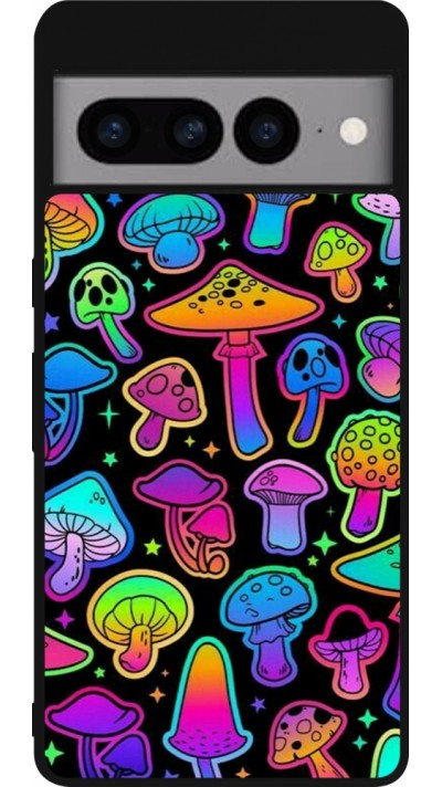 Coque Google Pixel 7 Pro - Silicone rigide noir Autumn 2024 magic mushrooms