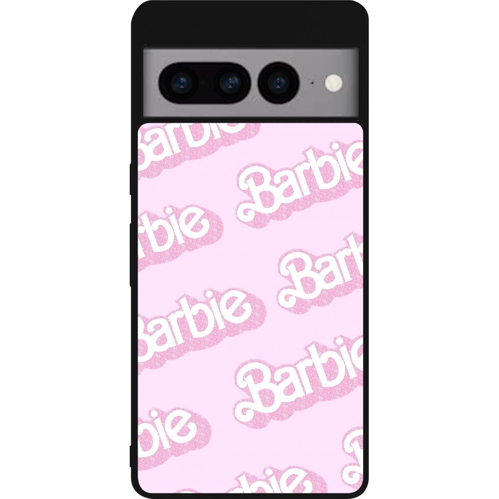 Google Pixel 7 Pro Case Hülle - Silikon schwarz Barbie light pink pattern