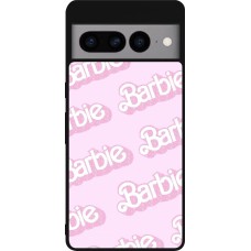 Google Pixel 7 Pro Case Hülle - Silikon schwarz Barbie light pink pattern