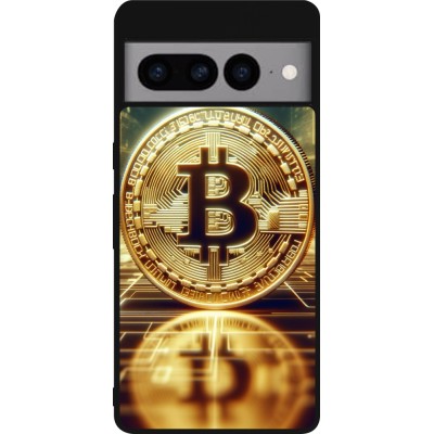 Coque Google Pixel 7 Pro - Silicone rigide noir Bitcoin Standing