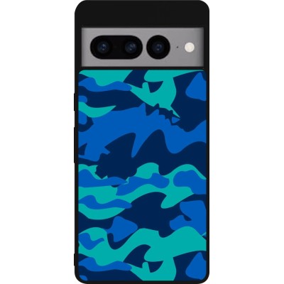 Coque Google Pixel 7 Pro - Silicone rigide noir Camo Blue