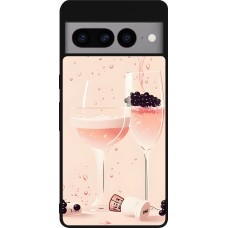 Coque Google Pixel 7 Pro - Silicone rigide noir Champagne Pouring Pink