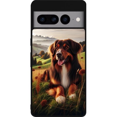 Coque Google Pixel 7 Pro - Silicone rigide noir Chien Campagne Suisse