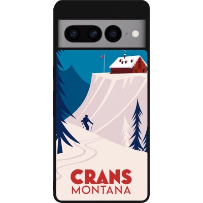 Coque Google Pixel 7 Pro - Silicone rigide noir Crans-Montana Cabane