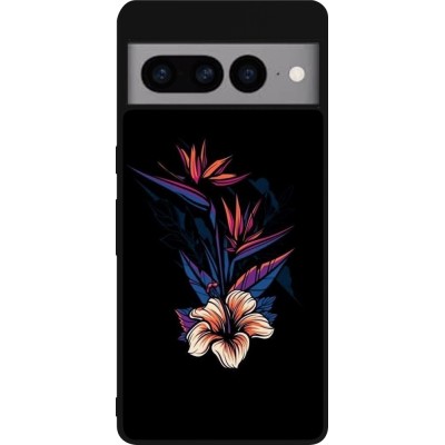 Coque Google Pixel 7 Pro - Silicone rigide noir Dark Flowers