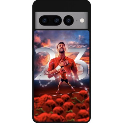 Coque Google Pixel 7 Pro - Silicone rigide noir Djokovic 23 Grand Slam