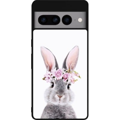 Coque Google Pixel 7 Pro - Silicone rigide noir Easter 2023 flower bunny