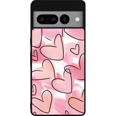 Coque Google Pixel 7 Pro - Silicone rigide noir Easter 2023 pink hearts