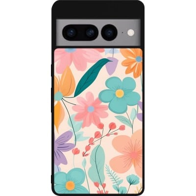 Coque Google Pixel 7 Pro - Silicone rigide noir Easter 2024 spring flowers