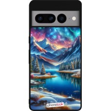 Coque Google Pixel 7 Pro - Silicone rigide noir Fantasy Mountain Lake Sky Stars