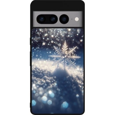 Coque Google Pixel 7 Pro - Silicone rigide noir Flocon Solaire Éclat