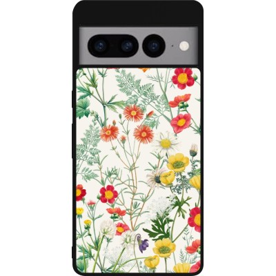 Coque Google Pixel 7 Pro - Silicone rigide noir Flora Botanical Wildlife