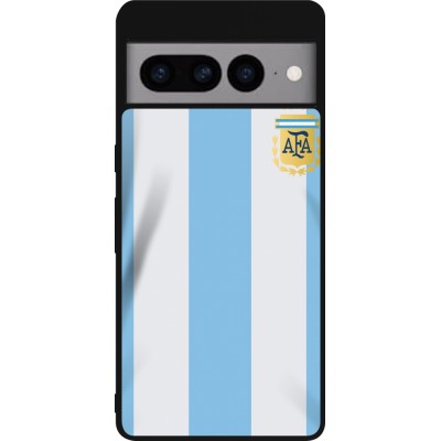 Coque Google Pixel 7 Pro - Silicone rigide noir Maillot de football Argentine 2022 personnalisable