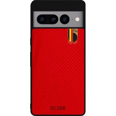 Coque Google Pixel 7 Pro - Silicone rigide noir Maillot de football Belgique 2022 personnalisable