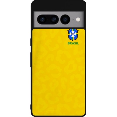 Coque Google Pixel 7 Pro - Silicone rigide noir Maillot de football Brésil 2022 personnalisable