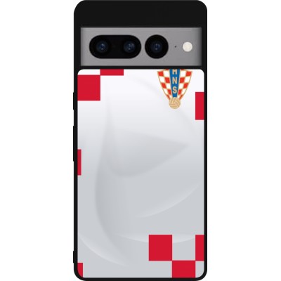 Coque Google Pixel 7 Pro - Silicone rigide noir Maillot de football Croatie 2022 personnalisable