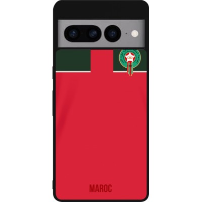 Coque Google Pixel 7 Pro - Silicone rigide noir Maillot de football Maroc 2022 personnalisable