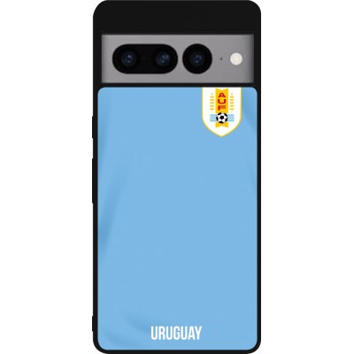 Coque Google Pixel 7 Pro - Silicone rigide noir Maillot de football Uruguay 2022 personnalisable