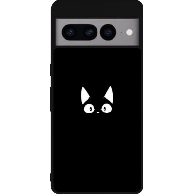 Coque Google Pixel 7 Pro - Silicone rigide noir Funny cat on black