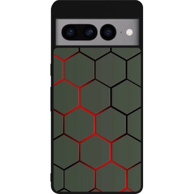 Coque Google Pixel 7 Pro - Silicone rigide noir Geometric Line red