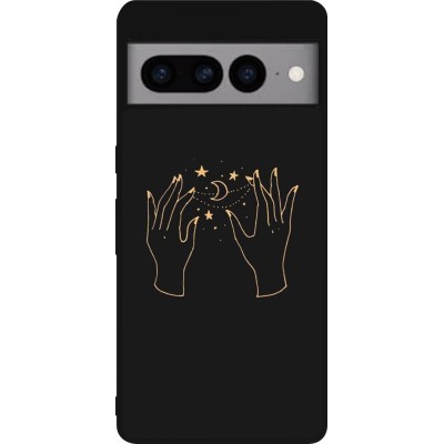 Coque Google Pixel 7 Pro - Silicone rigide noir Grey magic hands