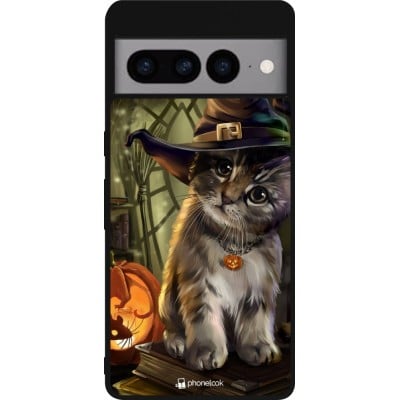 Coque Google Pixel 7 Pro - Silicone rigide noir Halloween 21 Witch cat