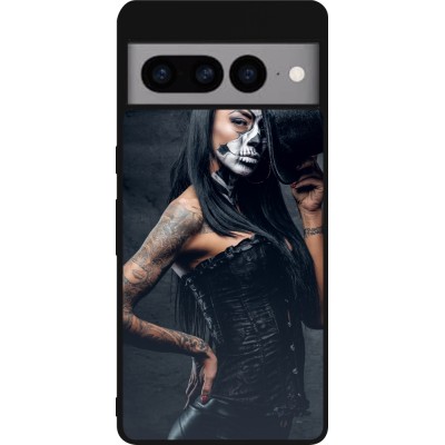 Coque Google Pixel 7 Pro - Silicone rigide noir Halloween 22 Tattooed Girl