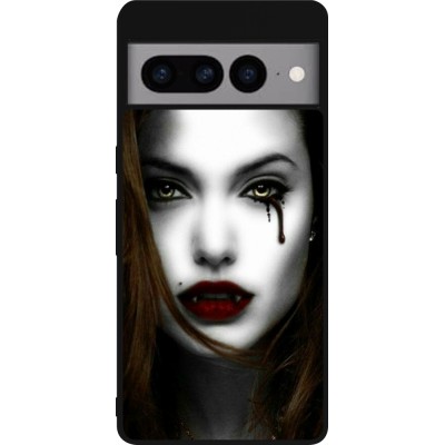 Coque Google Pixel 7 Pro - Silicone rigide noir Halloween 2023 gothic vampire