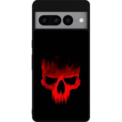 Coque Google Pixel 7 Pro - Silicone rigide noir Halloween 2023 scary skull