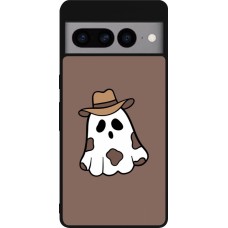 Coque Google Pixel 7 Pro - Silicone rigide noir Halloween 2024 cowboy ghost