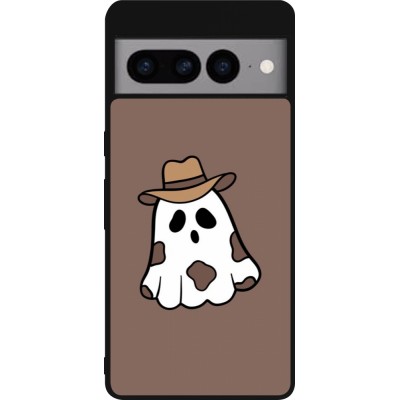 Coque Google Pixel 7 Pro - Silicone rigide noir Halloween 2024 cowboy ghost