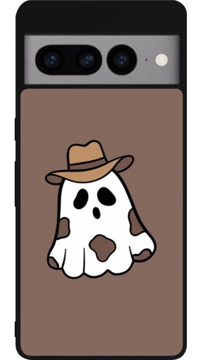 Coque Google Pixel 7 Pro - Silicone rigide noir Halloween 2024 cowboy ghost