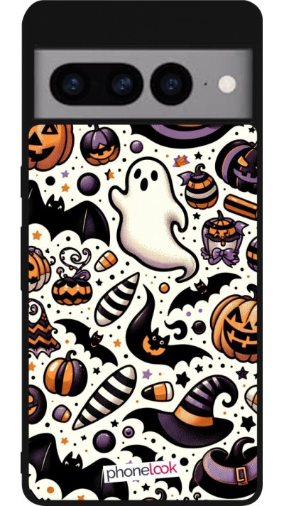 Coque Google Pixel 7 Pro - Silicone rigide noir Halloween 2024 Cute Pattern