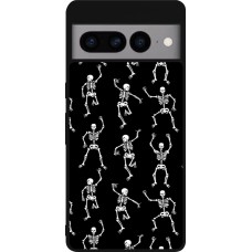 Coque Google Pixel 7 Pro - Silicone rigide noir Halloween 2024 dancing skeleton