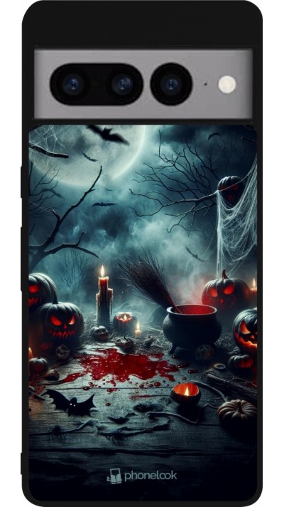 Coque Google Pixel 7 Pro - Silicone rigide noir Halloween 2024 Dark Moon