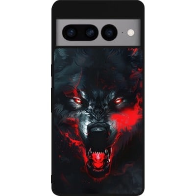 Coque Google Pixel 7 Pro - Silicone rigide noir Halloween 2024 mad werewolf